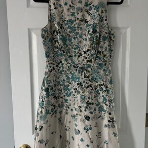 LOFT Floral Sleeveless Dress - Blue and White